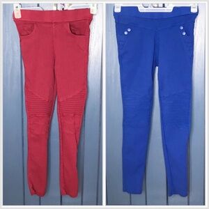 Juniors Size Small Moto Skinny Pants Lot Red And Blue Edgy Back To School
